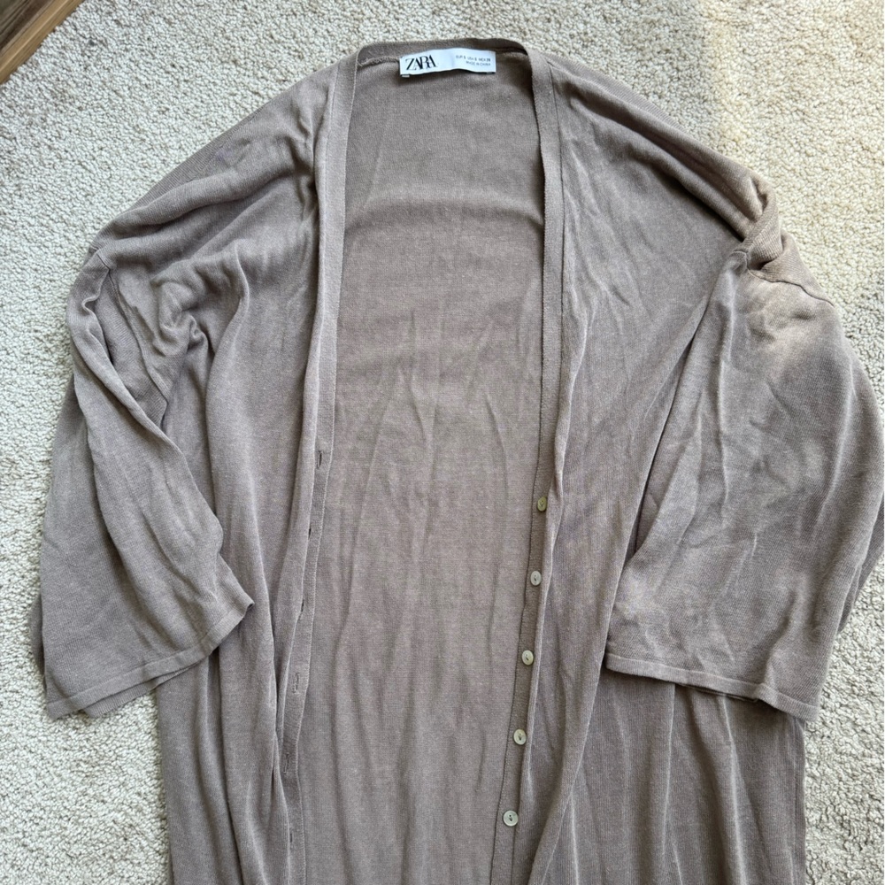 Zara Taupe Longline Cardigan